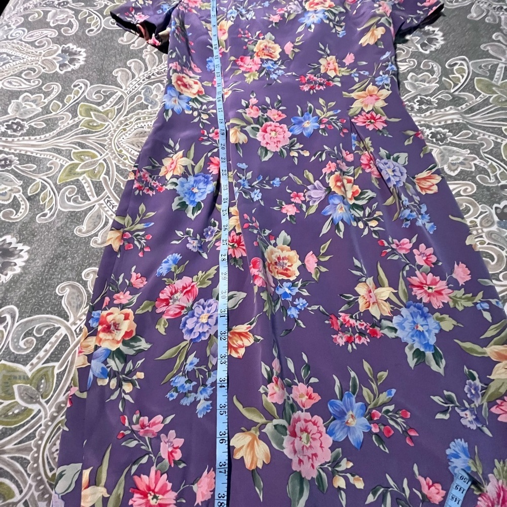 Vintage Talbots lilac floral silk sheath dress size 10 - Picture 10 of 10